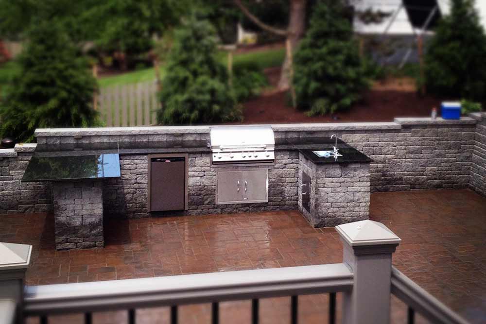 stone grill area on back patio